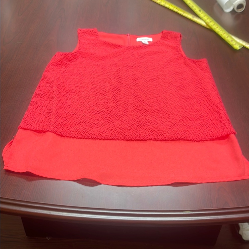 Calvin Klein Red Textured Sleeveless Top - Picture 2 of 7